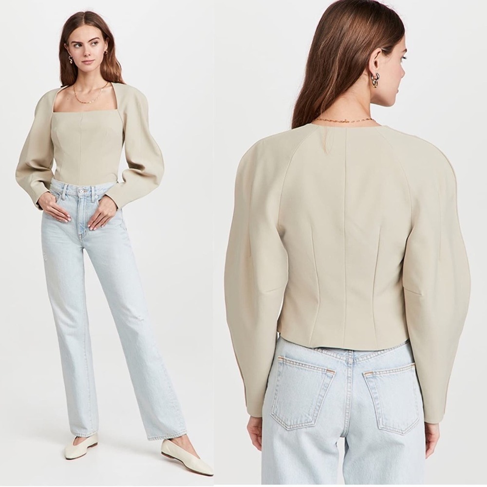 NWT Nanushka Harini Sculpted Sleeve Top Stone‎ Size XL